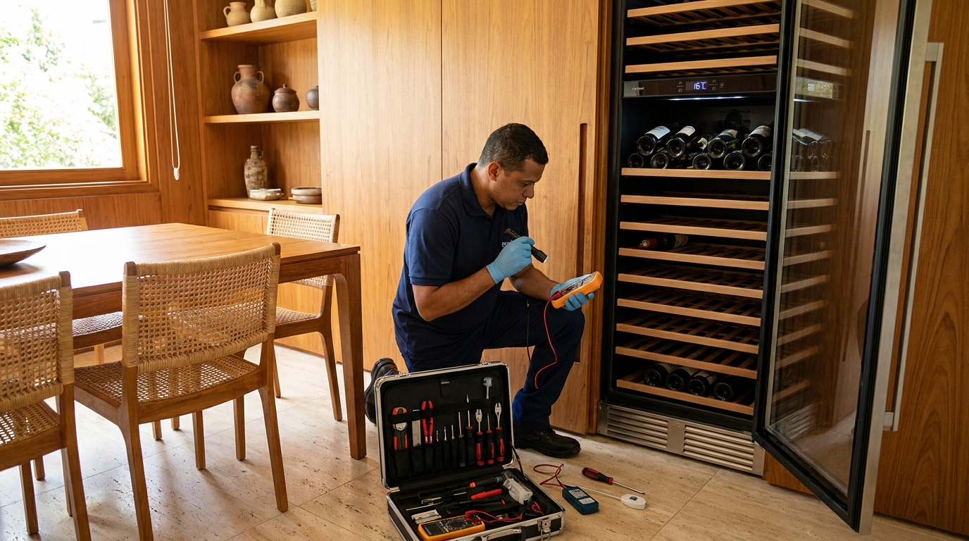 Substituição do termostato de uma adega climatizada no Conjunto Eldorado, Anápolis‑GO