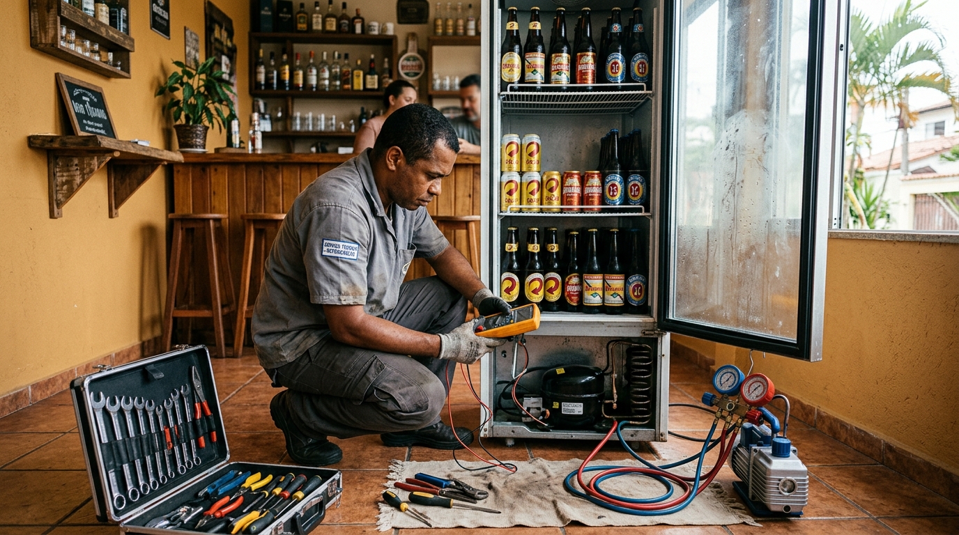 Substituição do termostato de uma cervejeira no Conjunto Eldorado, Anápolis‑GO